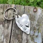 Hand Stamped Personalised Keychain Keyring Anniversary Gifts