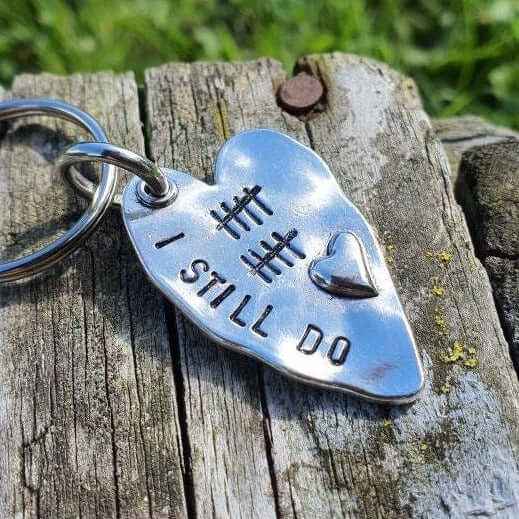 10th Anniversary Gift Tally Mark 10 Years Keychain