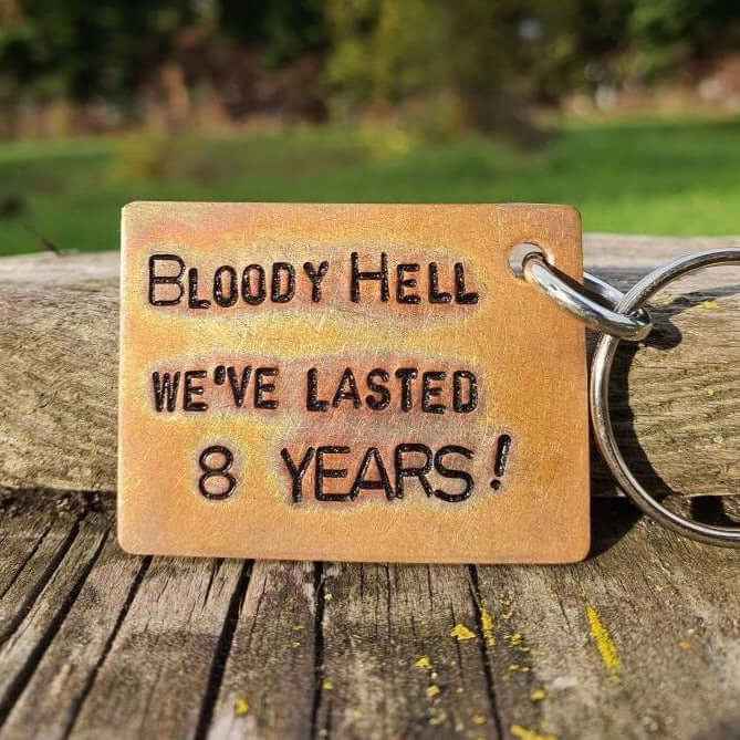 8th Wedding anniversary gift Bronze Anniversary 8th Anniversary Keychain