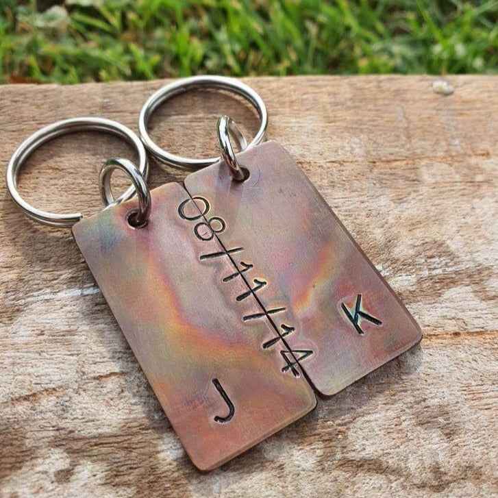 8th Wedding anniversary gift Bronze GiftsBronze Keychain set Bronze Anniversary Gift Husband Wife Keychain Keyri