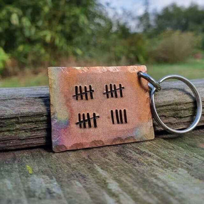 Tally Mark 19 Years 19th Bronze Anniversary Gifts Keychain 