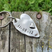 Hand Stamped Personalised Keychain Keyring Anniversary Gifts
