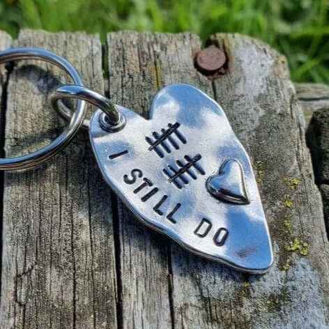 10th Anniversary Gift Tally Mark 10 Years Keychain