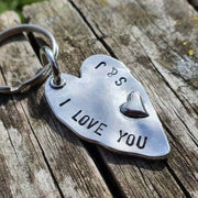 Hand Stamped Personalised Keychain Keyring Anniversary Gifts