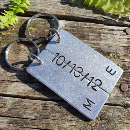 Hand Stamped Personalised Keychain Keyring Anniversary GiftsCouples Secret Message