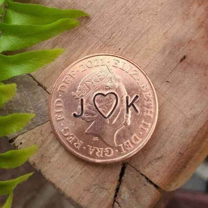 Hand Stamped Personalised Keychain Lucky Tuppence Anniversary Gifts